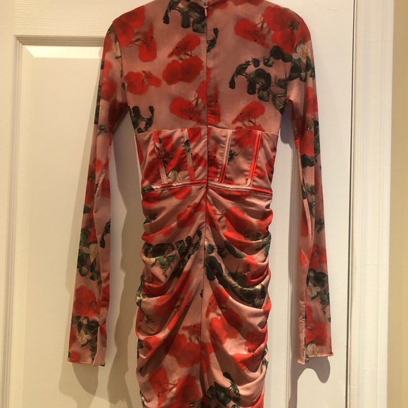 House of CB Red and Pink Floral Long Sleeve Dress - Picture 5 of 5